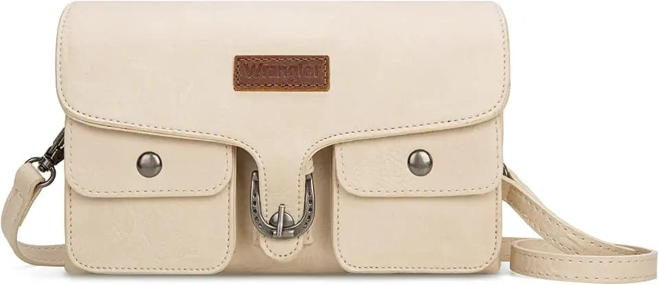Wrangler Flap Crossbody Bags for Women Dual Zipper Phone Purse Multi-function Wallt Purse With Card Holder