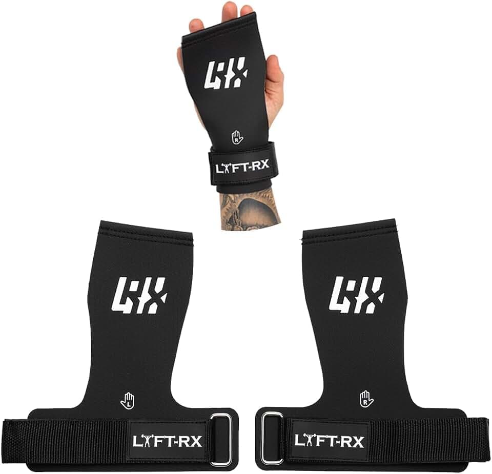 Valiant Chalkless Grips – Gummibeschichtet, No Chalk, No Hole/Fingerless, Palm Hand Grip w/Wrist Strap, Glove – Gewichtheben, Weightlifting, Crossfitness, Pullps, Muscle-Ups, Gymnastik, Lift