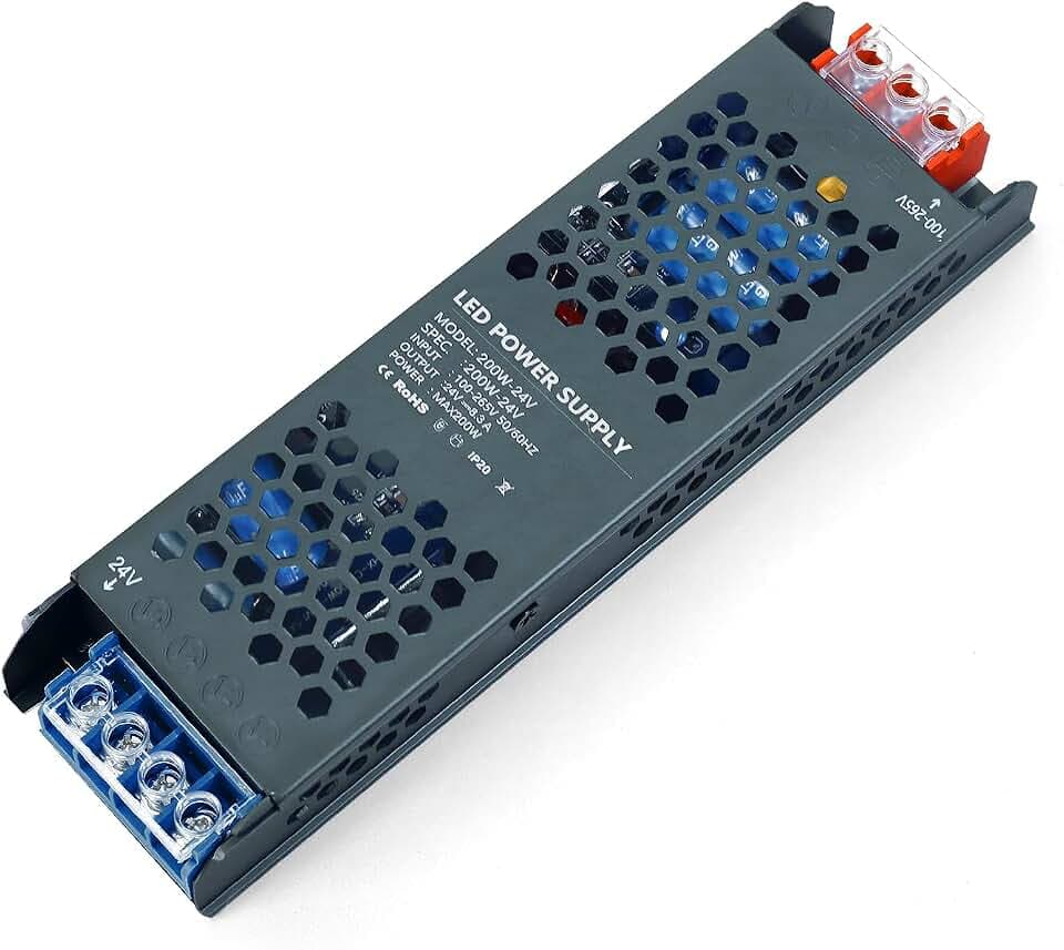 KSIBNW 24V Trafo LED 200W Netzteil Transformator AC 230Volt auf DC 24Volt Treiber Schaltnetzteil Kompakter Extrem Dünner Konstantspannung Niedervolttrafo für LED Lichtstreifen