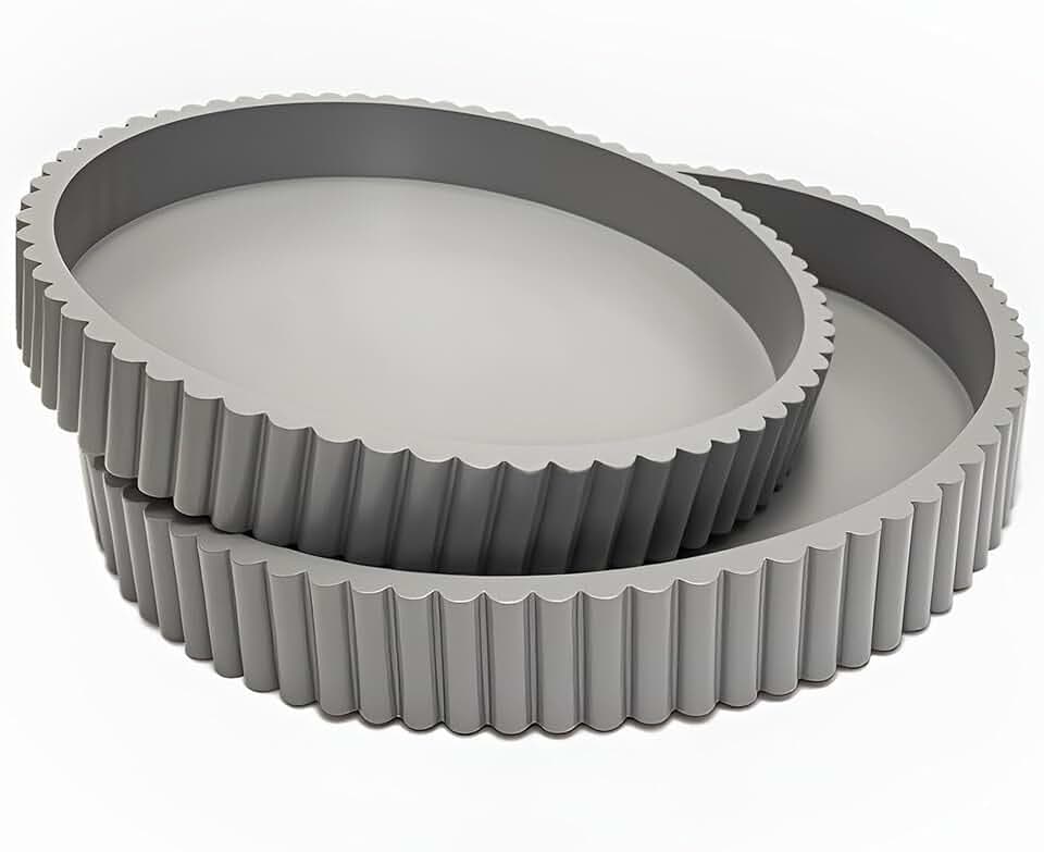 Wooden Cool Gray Matte Fluted Round Trays, Table Centerpiece Decor 2pcs