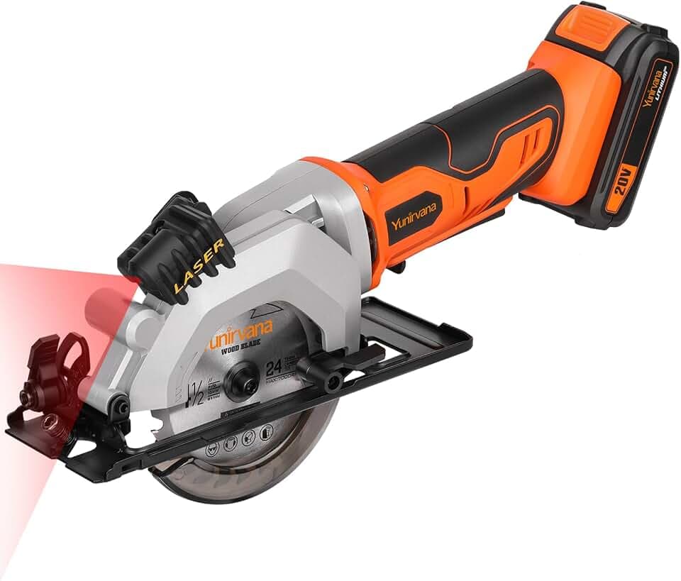 Yunirvana Mini Circular Saw, 20V 3400RPM Professional Cordless Circular Saw