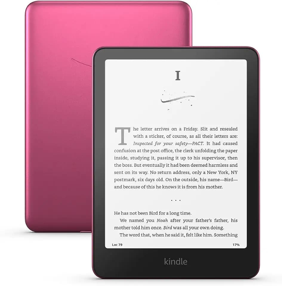 Amazon Kindle Paperwhite Signature Edition 32GB (newest model) – 20% faster with auto-adjusting front light, wireless charging, and weeks of battery life – Metallic Raspberry