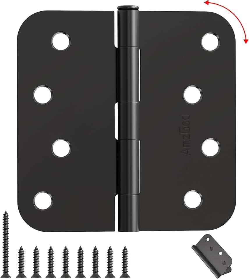 Black Exterior Door Hinges 4 Inch 36 Pack with 5/8" Radius Corners