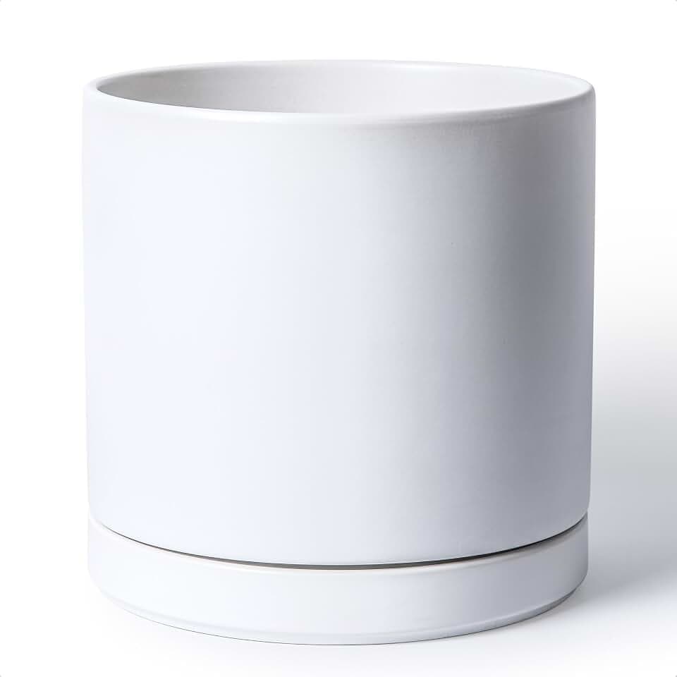 D'vine Dev 12 Inch Ceramic Planter Pot, White, 94-O-F-1