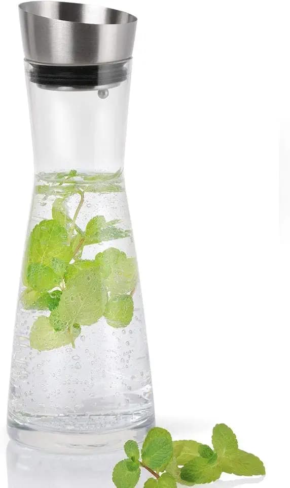 blomus -ALDOA- Wasserkaraffe, Glasgefäß, elegant, klassischer Deckel aus Edelstahl, 900ml, Farbe Clear (63169)