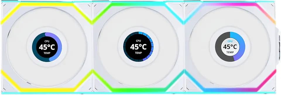 Lian Li UNI FAN SL Wireless LCD PC Fan 120mm RGB – 3-Pack Gaming PC Fans White | PWM Fan - 40 ARGB LEDs - up to 1,900 RPM - Slot-in System - High Airflow - Low Vibration - Quiet
