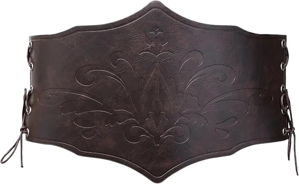 Renaissance Leather Corset Belt Tied Medieval Viking Belt Tight Corset Wide Cinch Belt for Women