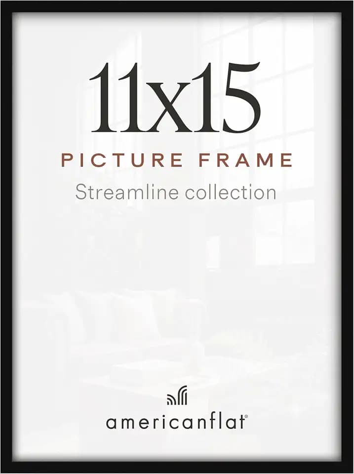 Americanflat 11x15 Picture Frame - Slim Molding - Black