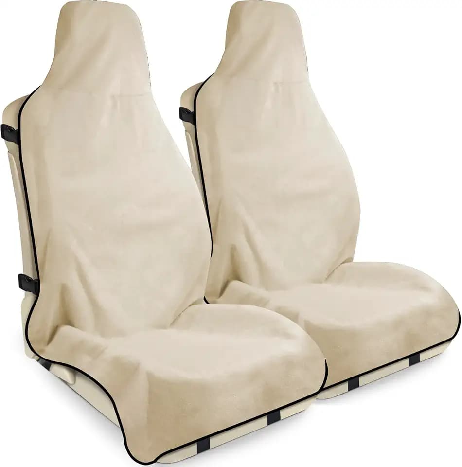 Waterproof Car Seat Cover Towel, Non-Slip, Tan, 2pcs