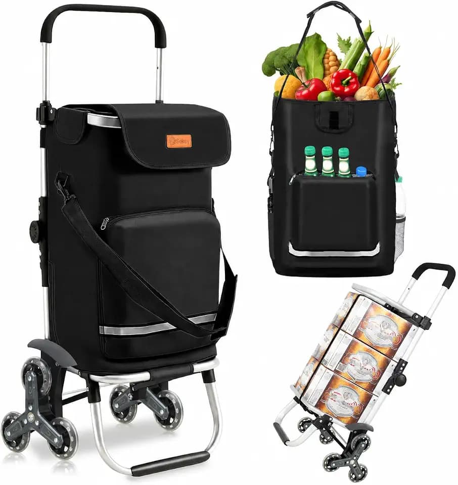 Sekey 3 in 1 Einkaufstrolley Treppensteiger klappbar 60L Hackenporsche