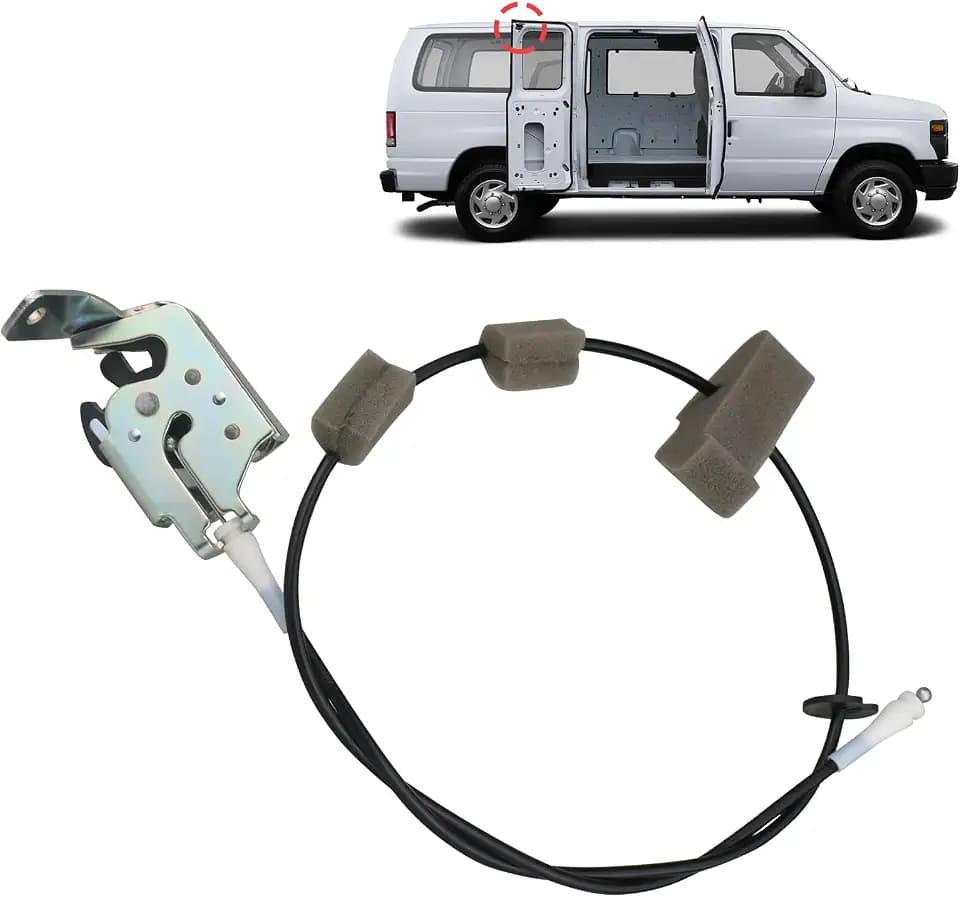 TQPONLY Rear Door Upper Latch and Cable Assembly Compatible with 1992-2019 Ford E150 E250 E350 Econoline Van Passenger Side Replaces AC2Z-15264A26-B