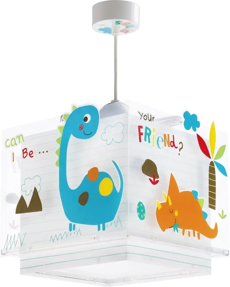 Dalber Lampe kinderzimmer, kinderlampe Pendelleuchte Hängelampe, Deckenleuchte Kinder, Deckenlampe kinderzimmer, Dinosaurier Dinos, 73452M, E27, Rosa
