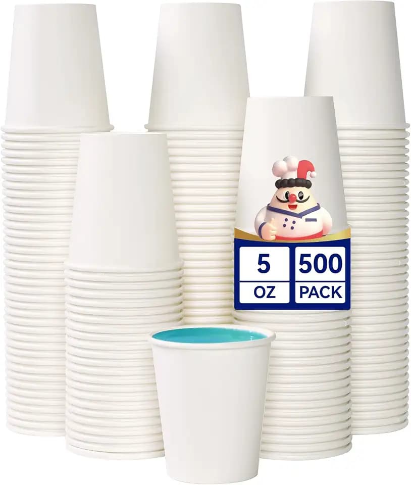 JOLLY CHEF 5 oz Paper Cups, White 500 Count Disposable Bathroom Mouthwash