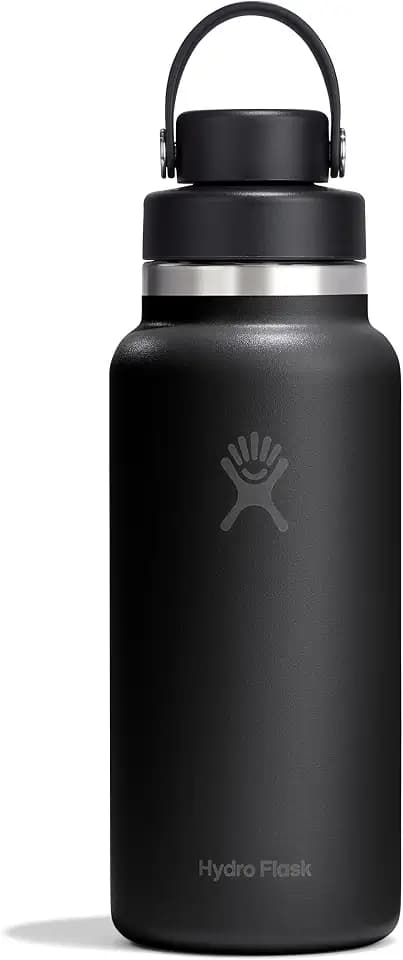 Hydro Flask Water Bottle - Insulated Stainless Steel - Wide Mouth Flex Chug Lid, Non Spill, Leakproof in 32 Oz Tonal Black