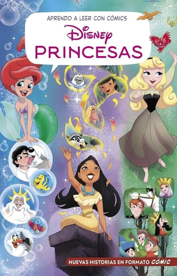 Aprendo a leer con cómics Disney - Princesas Disney: Ariel, Pocahontas y Aurora: Cómic con letra MAYÚSCULA, ideal para primeros lectores. (Aprendo con Disney)