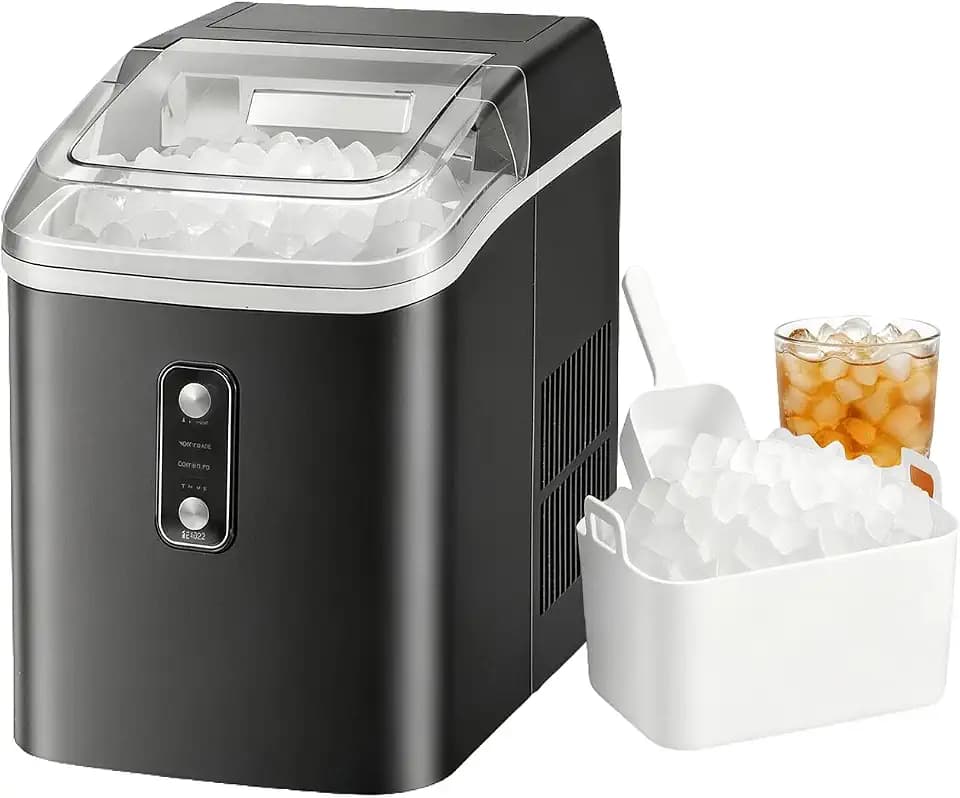 NEWBULIG Nugget Ice Makers Countertop, Portable Nugget Ice Machine