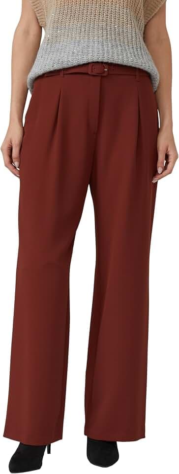s.Oliver Damen Hose – Wide Leg, High Rise, Twill, mit Gürtel