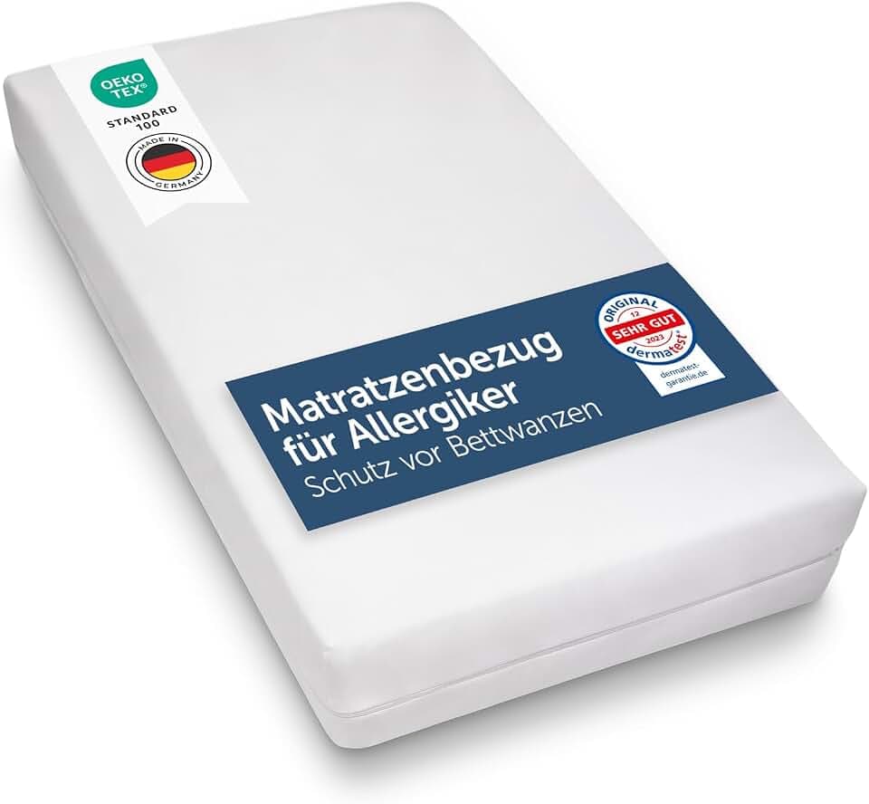 Blumtal® Allergiker Matratzenbezug 90x220 cm für Matratzen bis 20 cm - Oeko-TExzertifizierter Anti Milben Matratzenbezug 90x220 cm - Encasing mit Reißverschluss/Milbenbezug - 2er Set