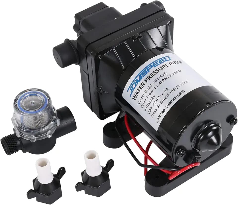 RV Water Pump, 12V DC 3.0 GPM 55 PSI, Self-Priming Diaphragm Pressure Pump