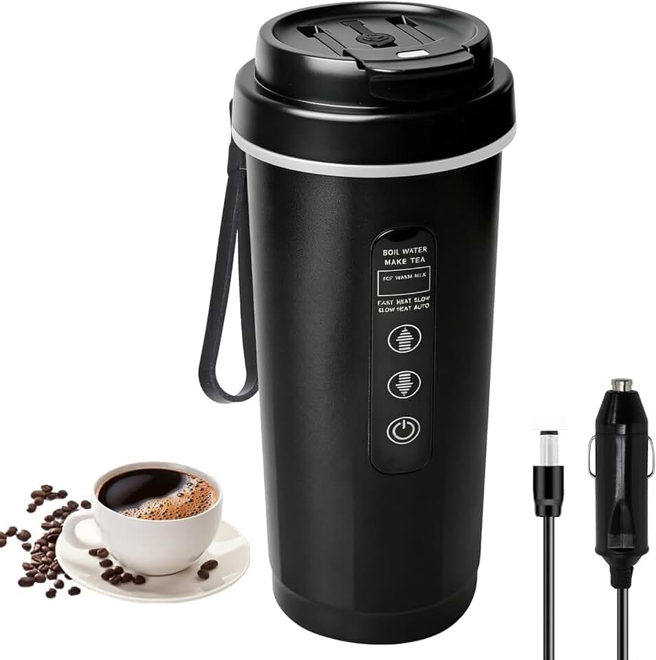 Wasserkocher Für Auto, 500ml Reisewasserkocher, Dc 12v/24v Auto Wasserkocher Mit Lcd-Anzeige Und Temperatureinstellung Für Auto Camping, Die Zubereitung Von Kaffee, Tee, Babymilch