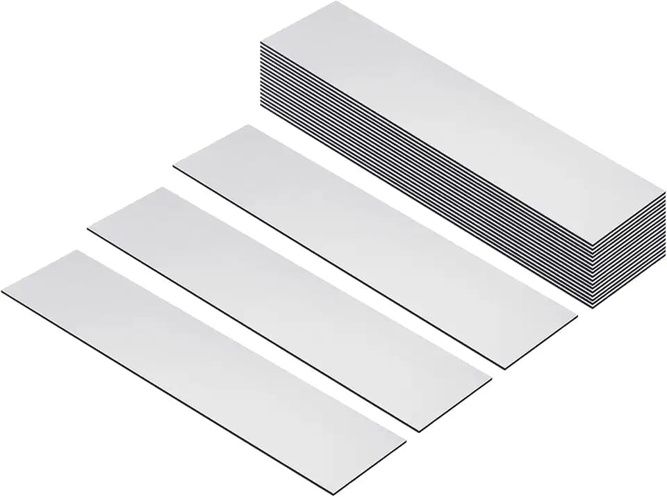 PATIKIL 8"x2" Blank Name Plates, 20 Pack Custom Engraved Name Plate Rectangle Laser Engraving Blanks for Personalized Nameplates Office Desk DIY Painting Supplies, Silver, Black