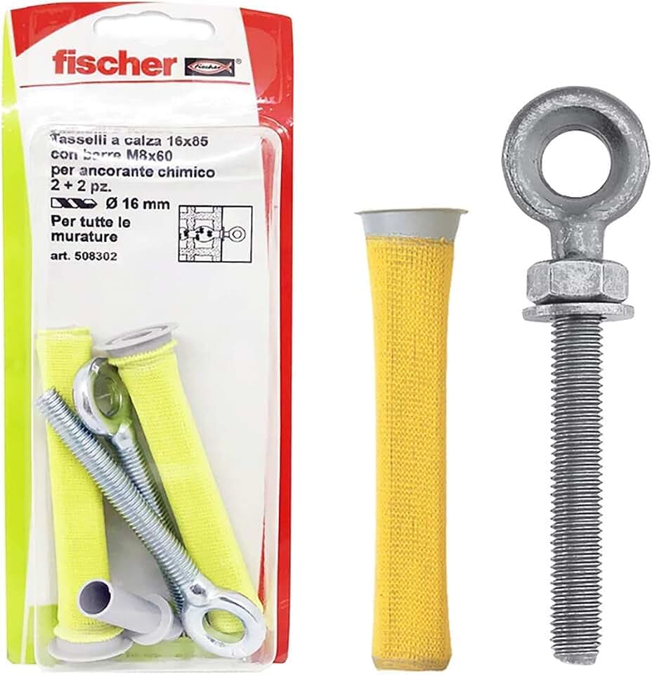 FISCHER 2 Strumpfdübel 16 x 85 mit Öse 8 x 60 cm