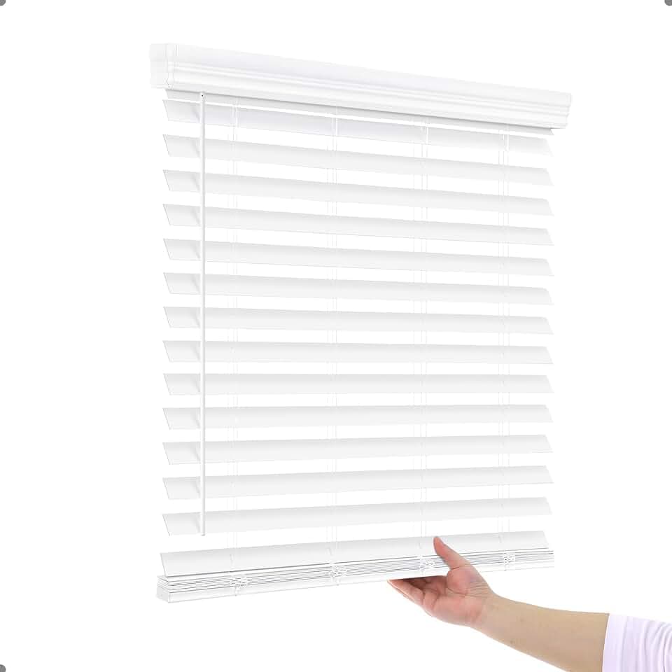 AOSKY 2 Inch Cordless Faux Wood Blinds, Indoor Window Shades, 31" W x 60" H