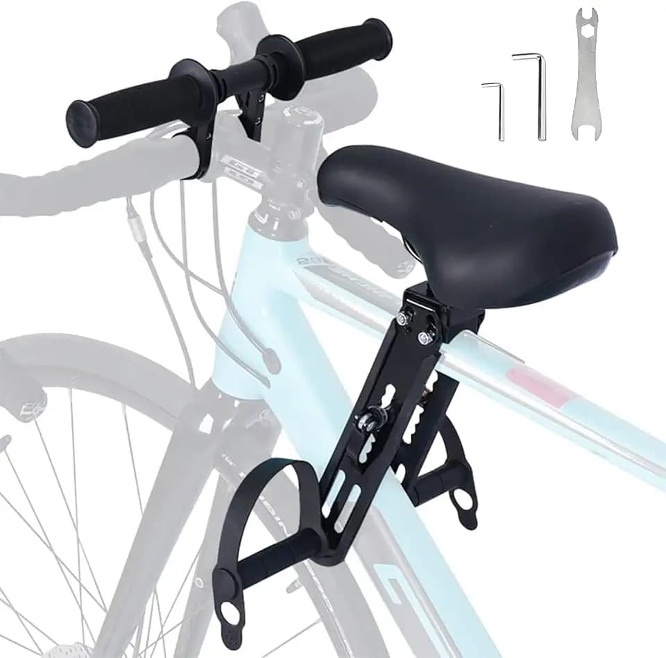 Mountainbike Kindersitz Vorne, Tragbarer Kindersitz Fahrrad Vorne mit Lenker und Pedalen Fahrradsitz für Kinder bis zu 27 kg