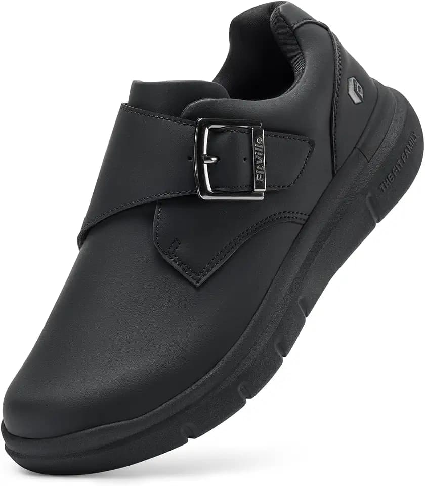 FitVille Extra Wide Walking Shoes for Men Diabetic Swollen Feet Wide Comfortable Casual Dress Shoes for Men with Adjustable Strap