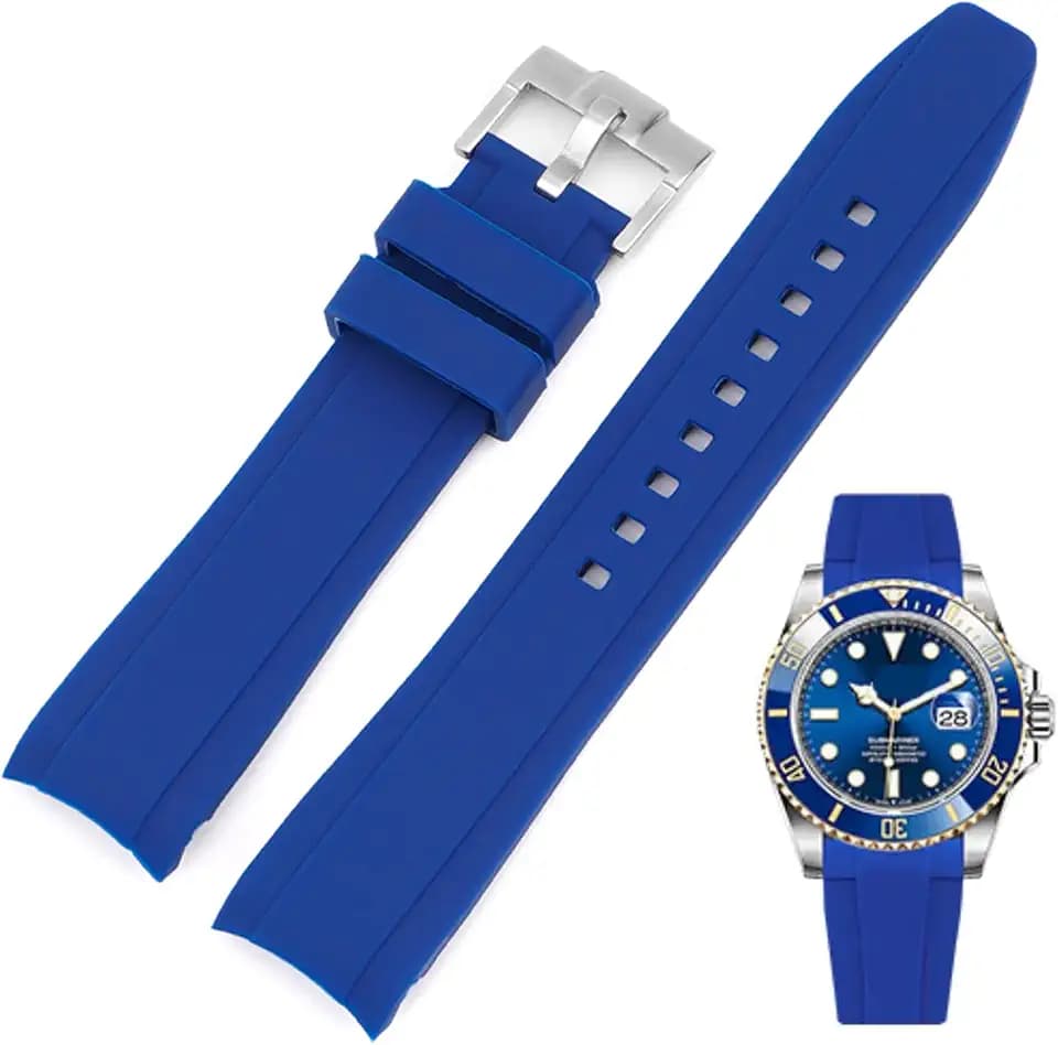 Silicone Watch Band Curved End No Gaps 18mm 19mm 20mm 21mm 22mm Waterproof Soft Durable Silicone Rubber Straps Universal Replacement Bands Strap for Men Women
