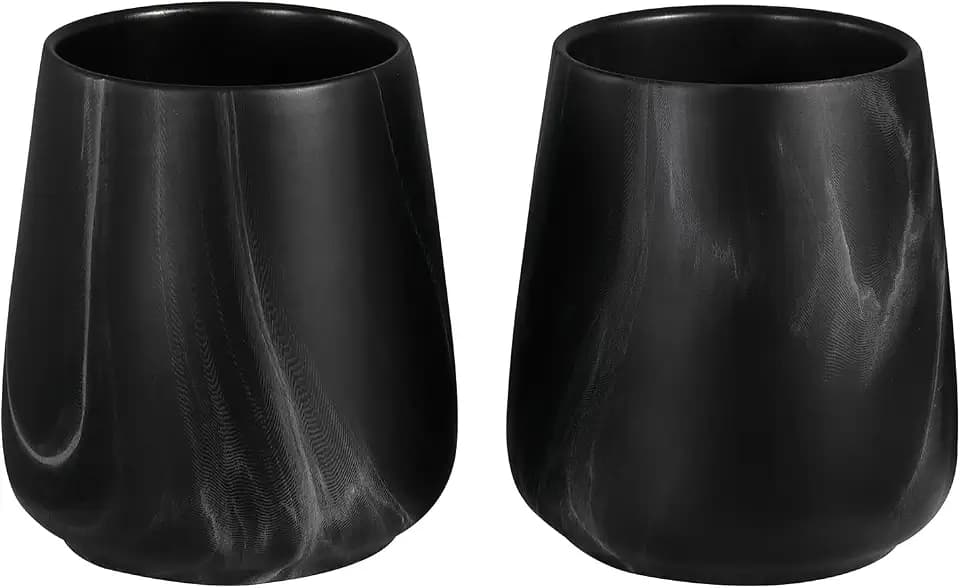 2Pcs Toothbrush Holder for Bathroom - Marble Black Ceramic Tooth Brushing Holders Set, Toothbrush Cup & Toothpaste Organizer for Bathroom Countertop, Makeup Brush Holder, Pen Holder for Home Storage