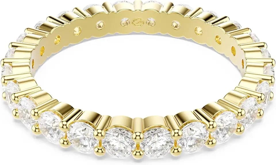 Swarovski Matrix Vittore band ring, Round cut, White, Gold-tone plated