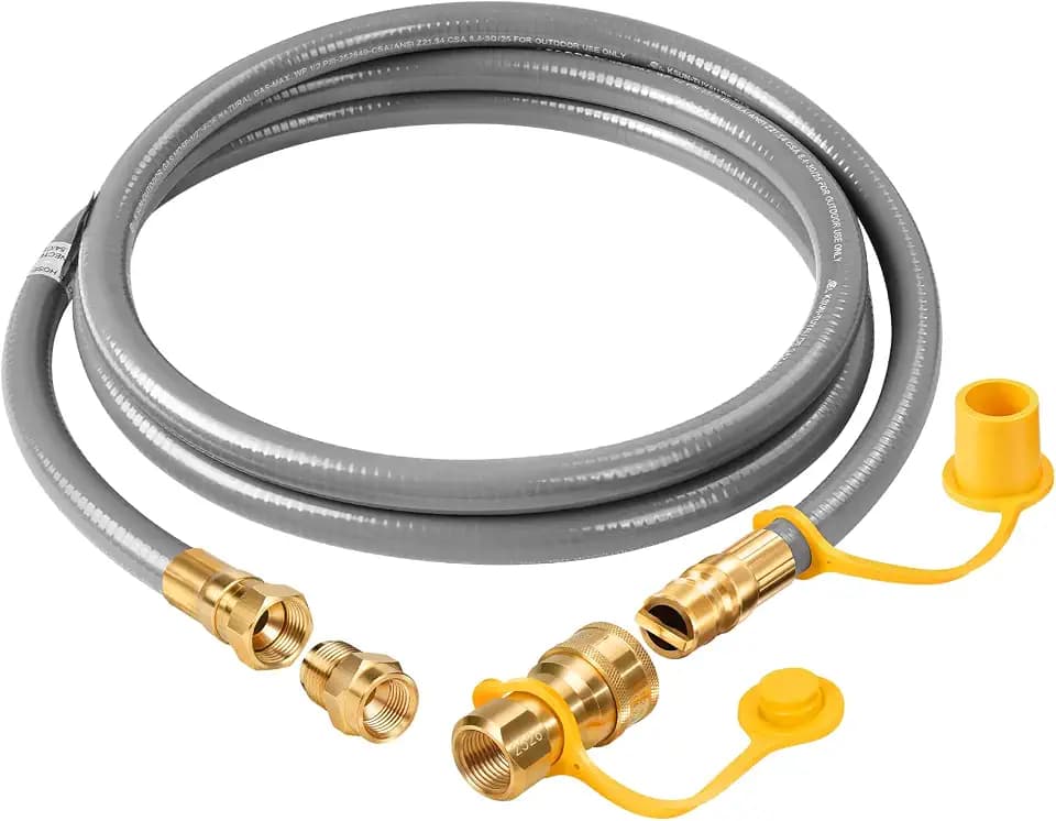 8 FT 1/2" ID Natural Gas Grill Hose with Quick Connect Fitting, Natural Gas Conversion Kit Suitable for Gas Grill, Generator, Patio Heater and More