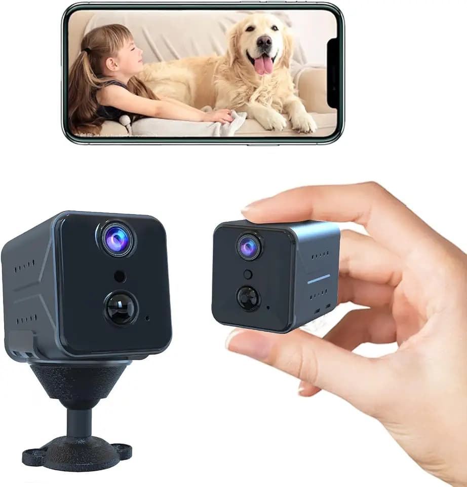 javiscam WLAN innenkamera mit akku,Überwachungskamera Innen Mini,Kameras mit Hochkapazitäts Akku,Bewegungsmelder,Nachtsicht SD/Cloud-Speicher für Baby & Haustier