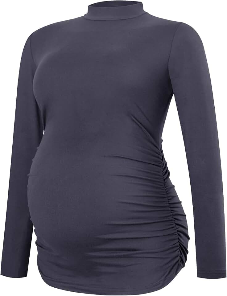 Smallshow Damen Umstandsshirt Lange ärmel Crew Hals Umstandstop Umstandsmode