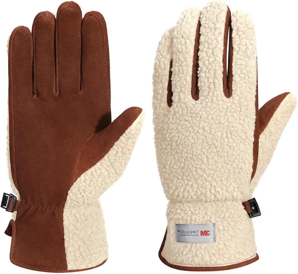 Harssidanzar Winter Echtes Wildleder Handschuhe Damen Warmes gefüttert Outdoor Skifahren Lederhandschuhe SL021EU