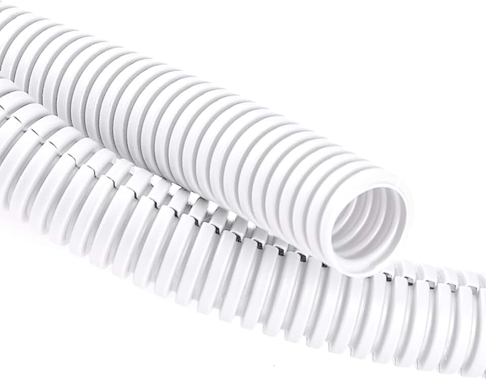 20FT 3/8in Wire Loom Split Tubing Auto Wire Conduit Flexible Cover, White