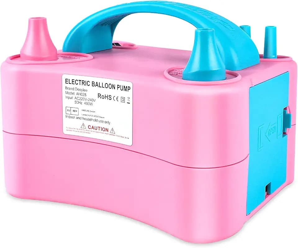 Deeplee Elektrische Luftballonpumpe, 600W Aufblasgerät Doppeldüse Ballonpumpe für Party, Geburtstag, Hochzeit und Festivaldekoration