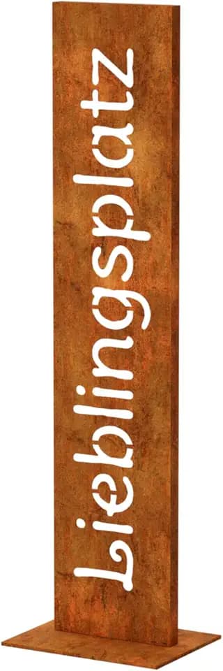 Rost Metall Lieblingsplatz-Schild for Garten-Deko - 71CM Handgefertigt Wetterfest Metallschild, Stilvolle Deko für Haustür, Garten, Terrasse, Hochzeit