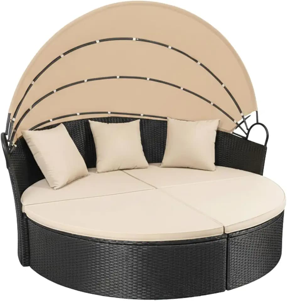 Garden Winds Reinforced RipLock 350 Replacement Canopy Top Cover Compatible with Devoko Homall Lacoo Gatun 66" Outdoor Daybed Model MY02015- Beige