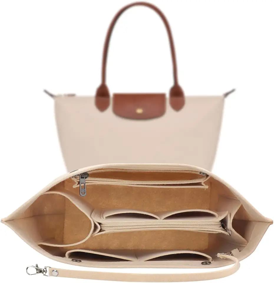 Taschen Organizer für Longchamp M, Taschenorganizer Handtaschen Organizer aus Filz, Organizer Tasche Damen für Longchamp Le Pliage mit Multifunktionalen Taschen Großes Volumen