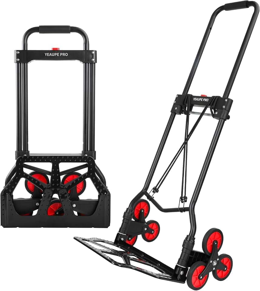 Klappwagen auf Rädern, 100 kg, robuste Sackkarre, 110 cm verlängerter Griff, Mehrzweckwagen mit elastischem Seil, Treppensteigwagen, Geschäft, Büro, Haus, Garten