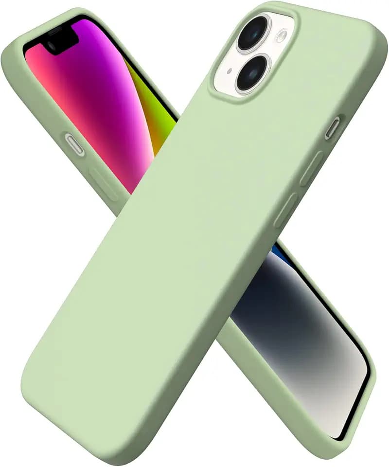 ORNARTO for iPhone 14 Case 6.1",Slim Liquid Silicone Cover,Pistachio Green