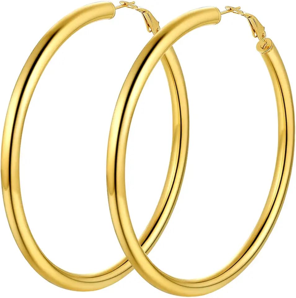 PROSTEEL Damen Creolen 5mm dicke Runde Kreolen 30mm/40mm/60mm/80mm Hoop Ohrringe Edelstahl/18k vergoldet Ohrschmuck Accessoire für Frauen Mädchen