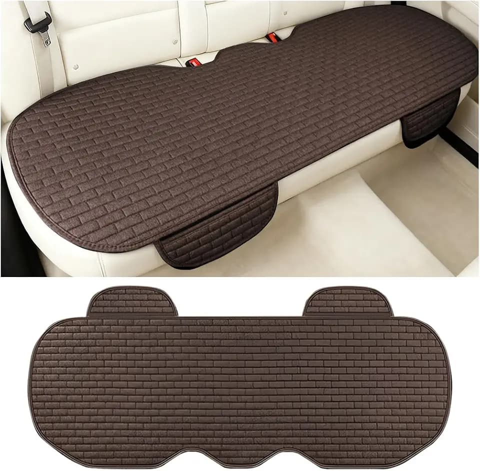 Zpana Car Back Seat Cover, Non-Slip Vehicle Rear Seat Bottom Cushion Pad with Storage Pockets, Comfortable Automotive Back Bench Protector, Universal for SUV Automobile Truck (Coffee)