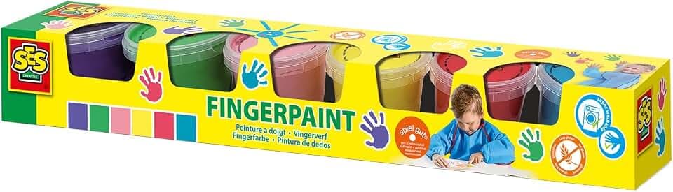 SES Creative 00315 Fingerfarben, diverse Farben, 6 x 120ml