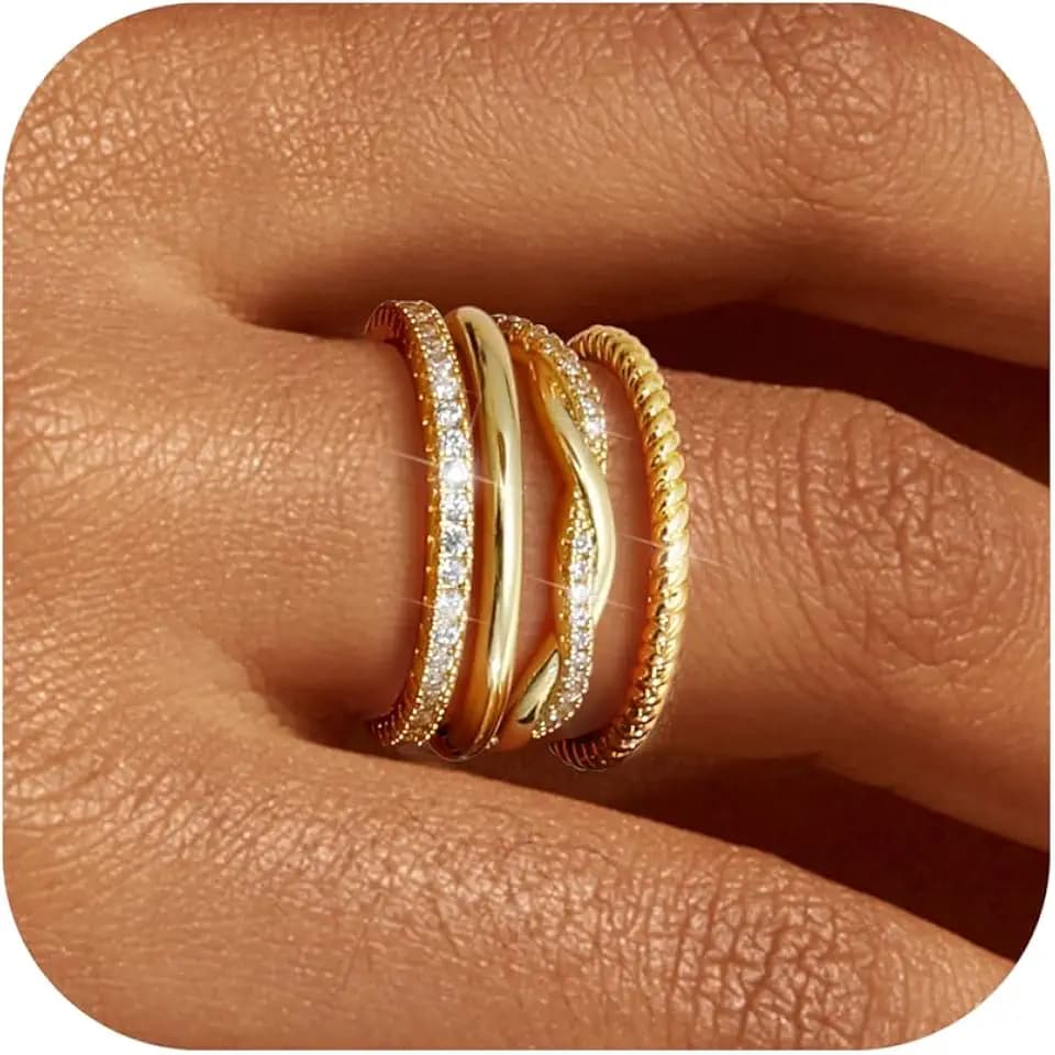 Florideco Silver Stackable Rings for Women Non Tarnish Thin Rings