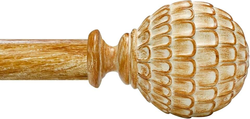 Ycolnaefllr Wood Pinecone Curtain Rod, Farmhouse Heavy Duty, Fits 18-64"