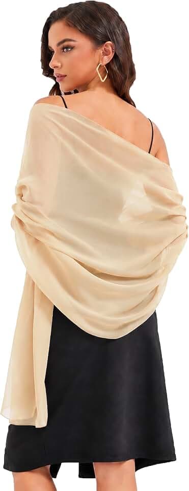 Baoqiya Schal und Wickeltücher für Damen für Abendkleid, Chiffon, weich, elegant, seidig, Pashmina, Hochzeit, Brautschal