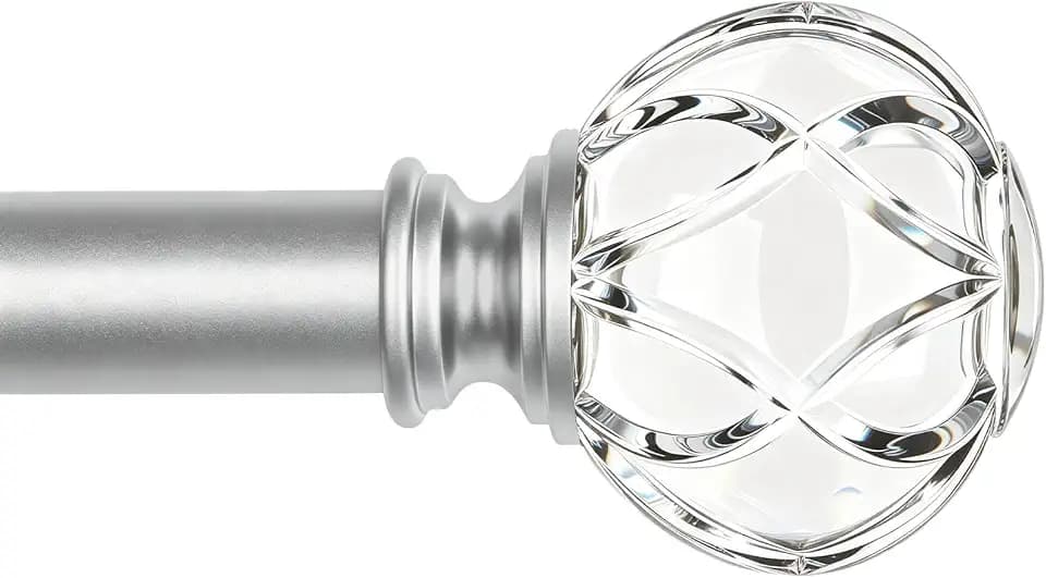 KAMANINA Silver Curtain Rods for Windows 72-144 Inch Heavy Duty Drapery Rod